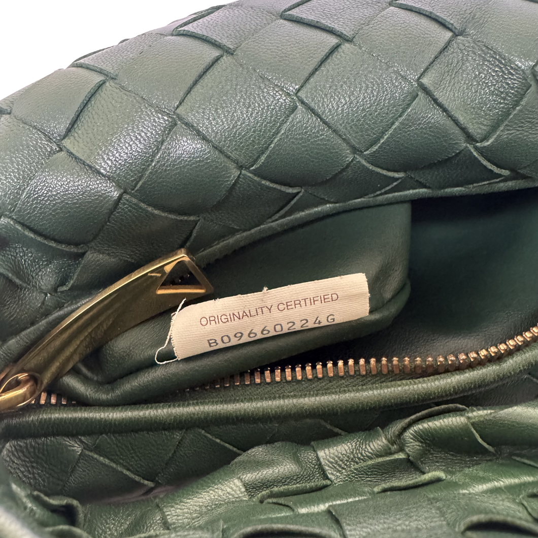 Bottega Veneta Mini Jodie Bag in Forest Green Intrecciato Lambskin