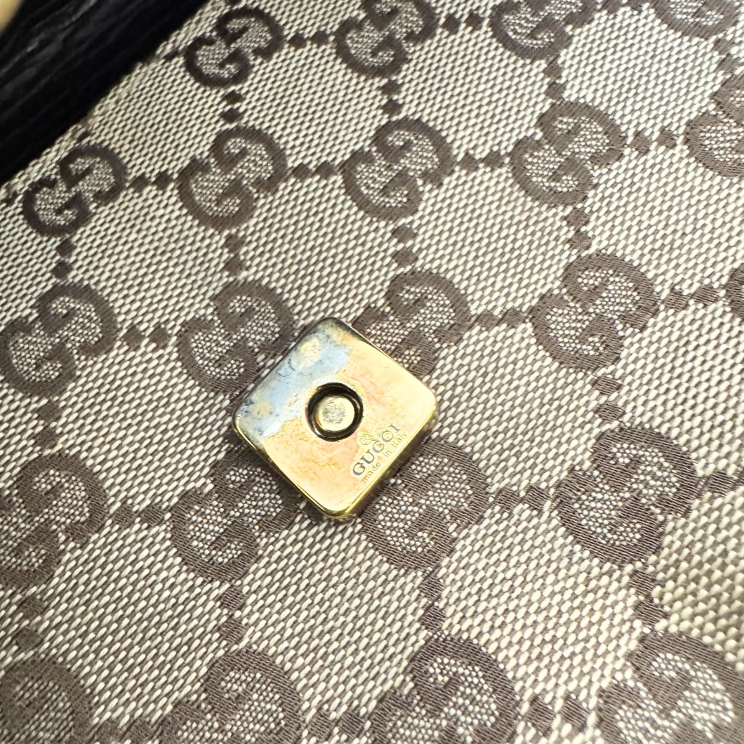 Gucci Monogram Horsebit Chain Bag in GG Supreme Canvas with Gold Hardware