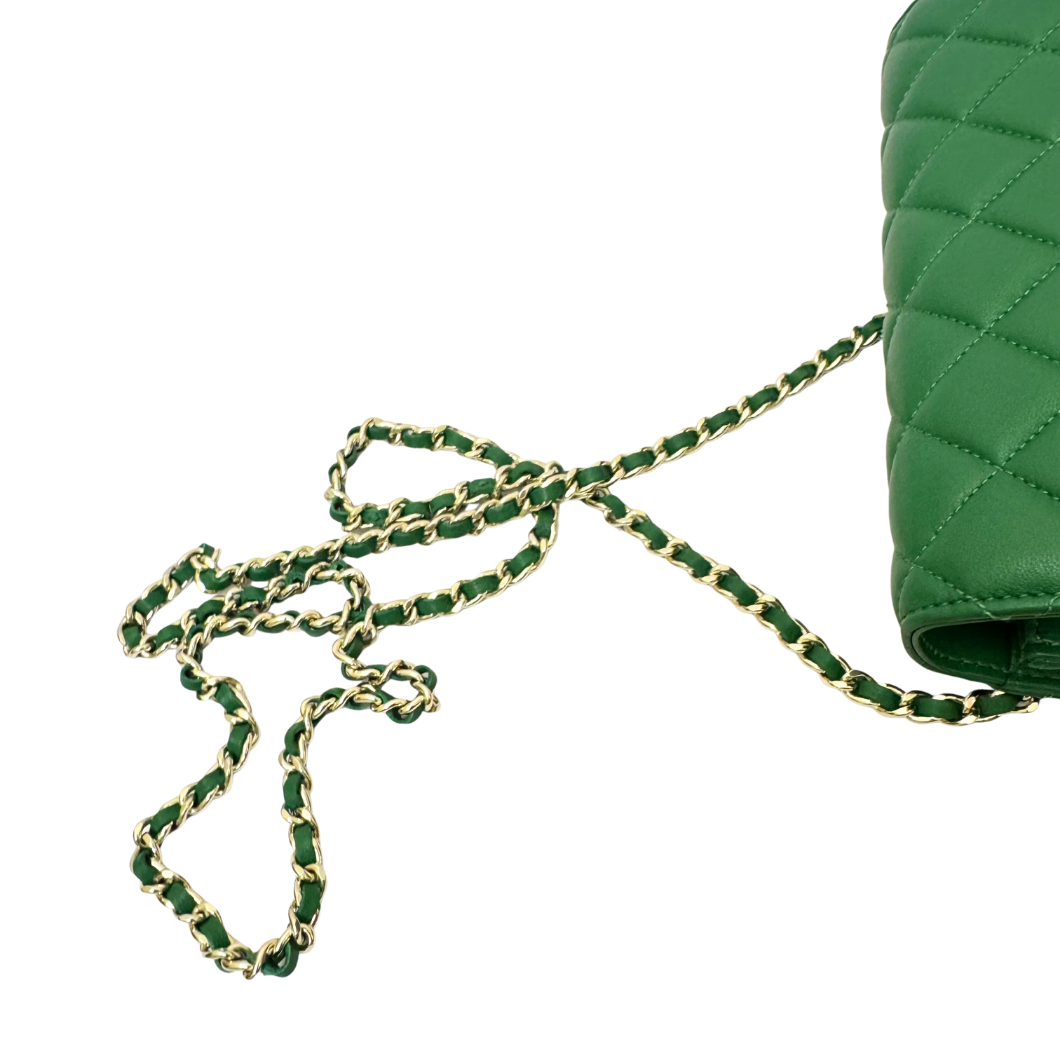 Chanel Wallet on Chain in Green Quilted Leather