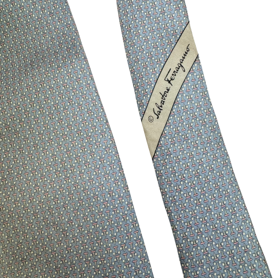 Salvatore Ferragamo Sky Blue Silk Necktie