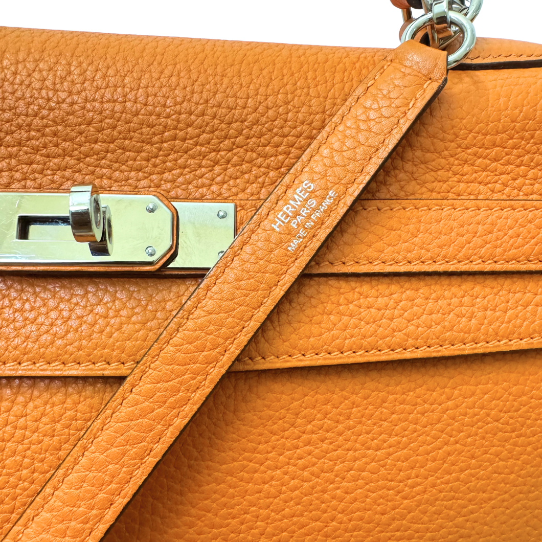 Hermès Kelly 35 Retourné in Orange Clemence Leather