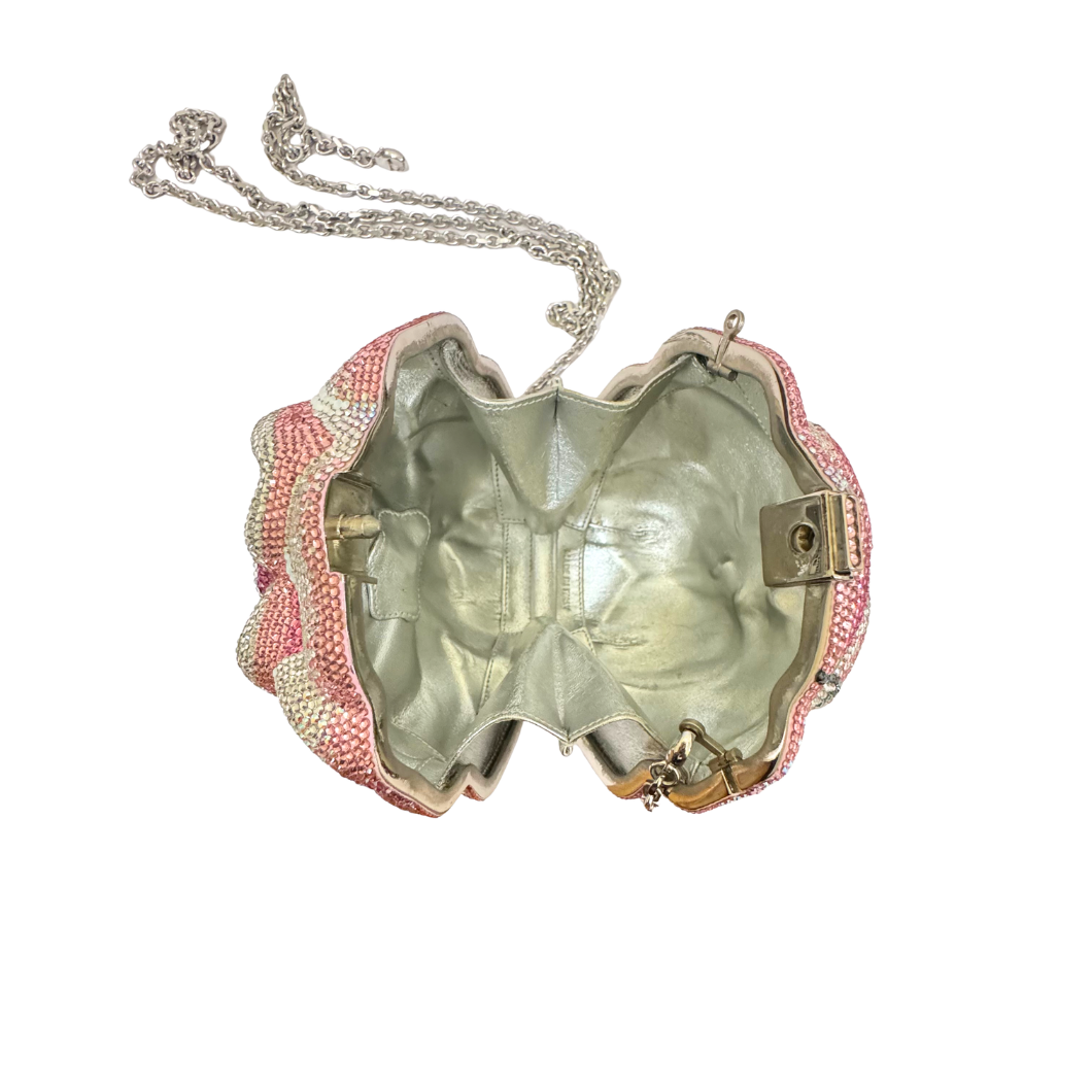 Judith Leiber Flower Minaudière Clutch in Rose Crystal