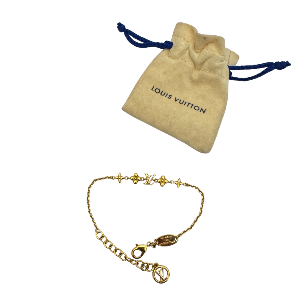 Louis Vuitton Fleur and Initials Bracelet in Gold-Tone