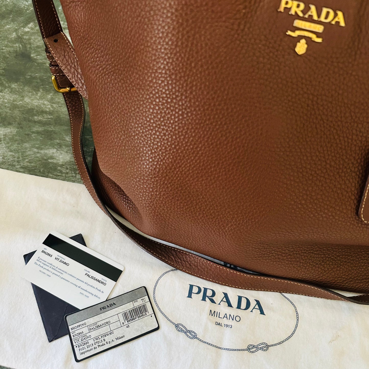 Prada Vitello Daino Satchel Bag in Brown Leather