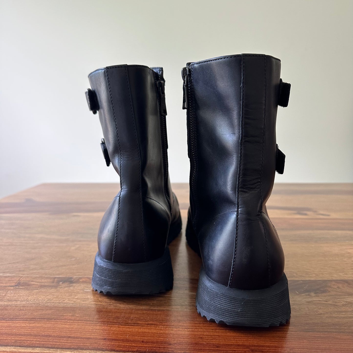Prada Leather Combat Boots - Size 10