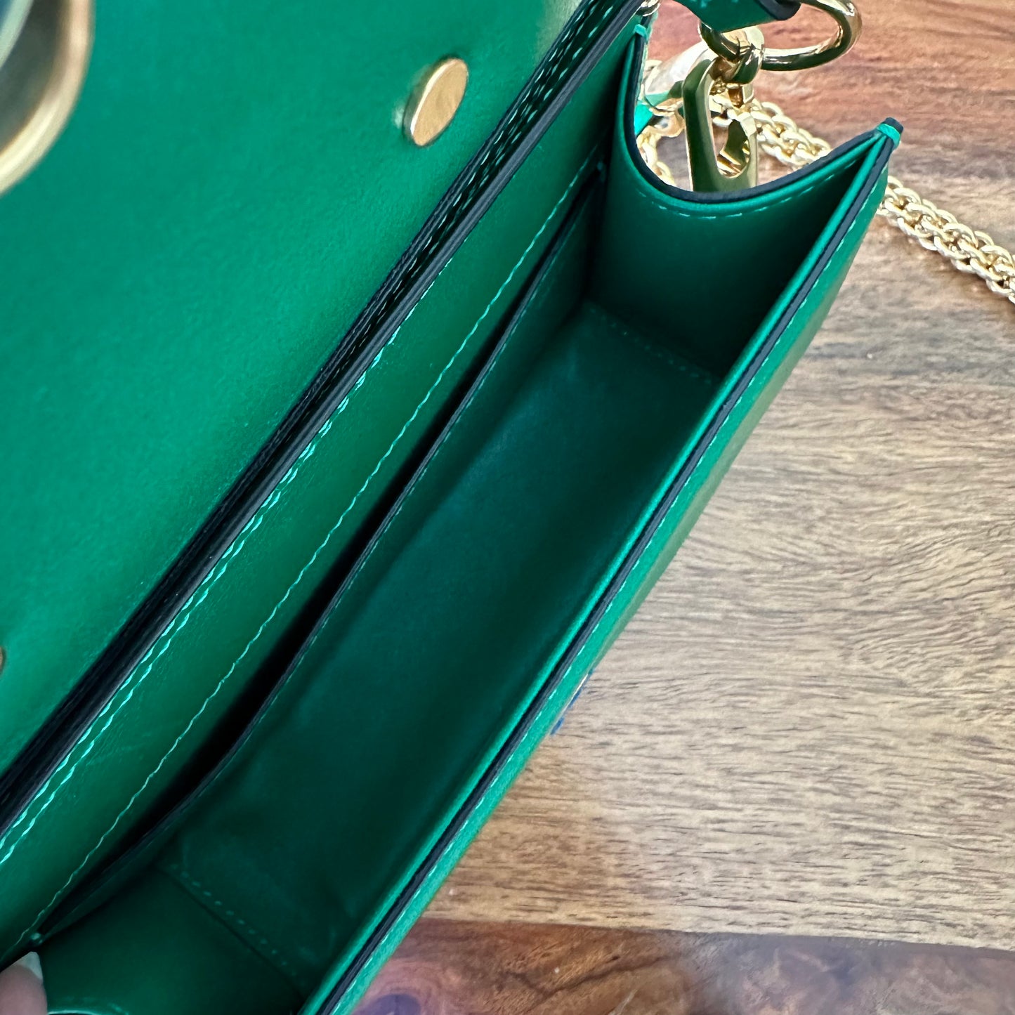 Valentino V Logo Small Locò Green Leather Bag