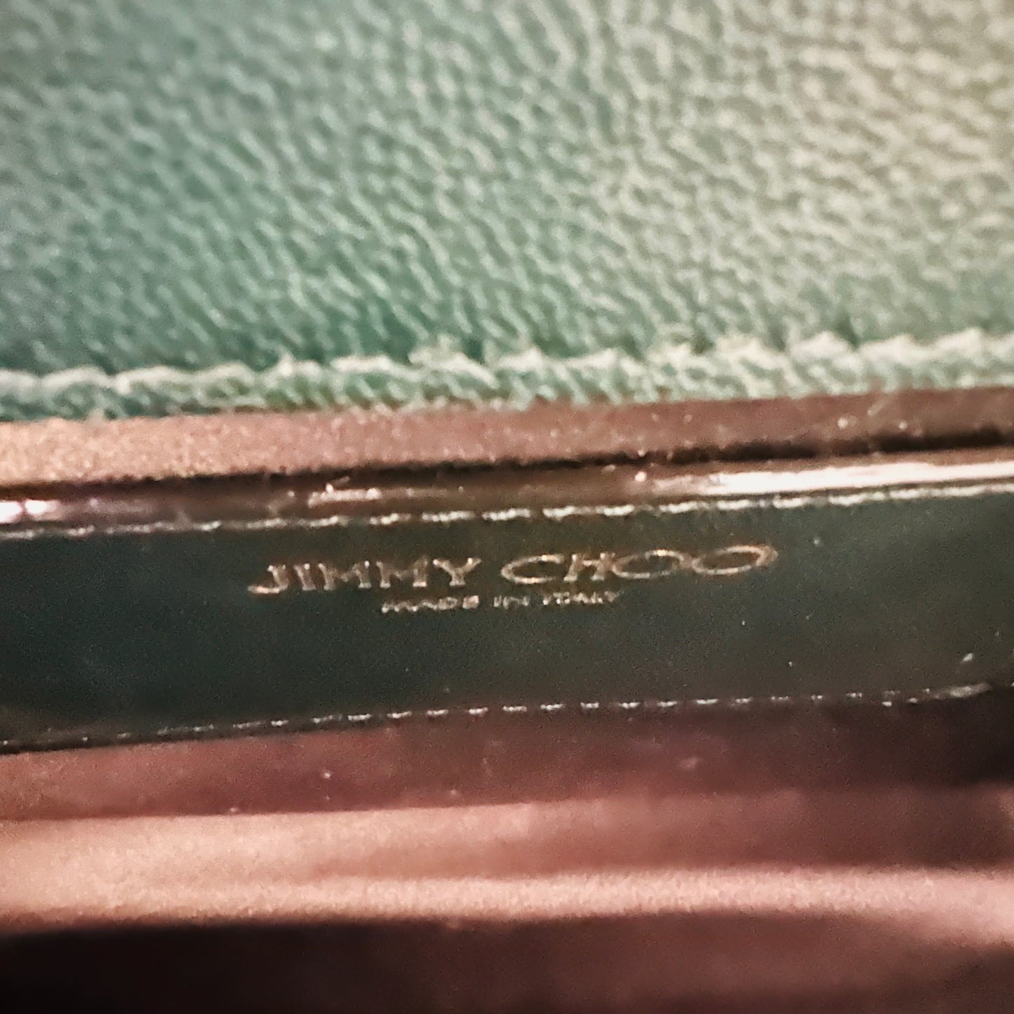 Jimmy Choo Green Embossed Leather Palace Chain Clutch
