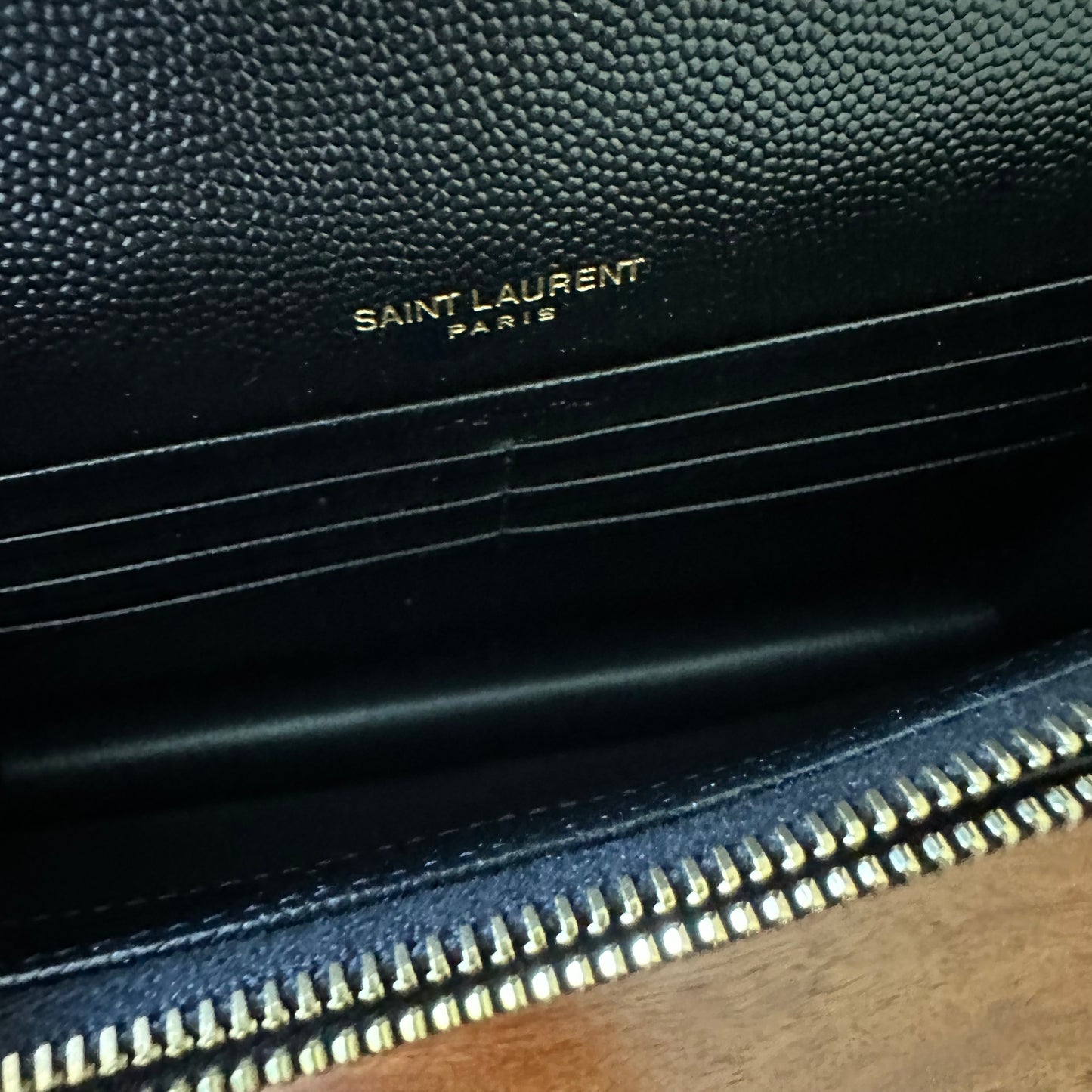 Saint Laurent Black Leather Uptown Wallet on Chain