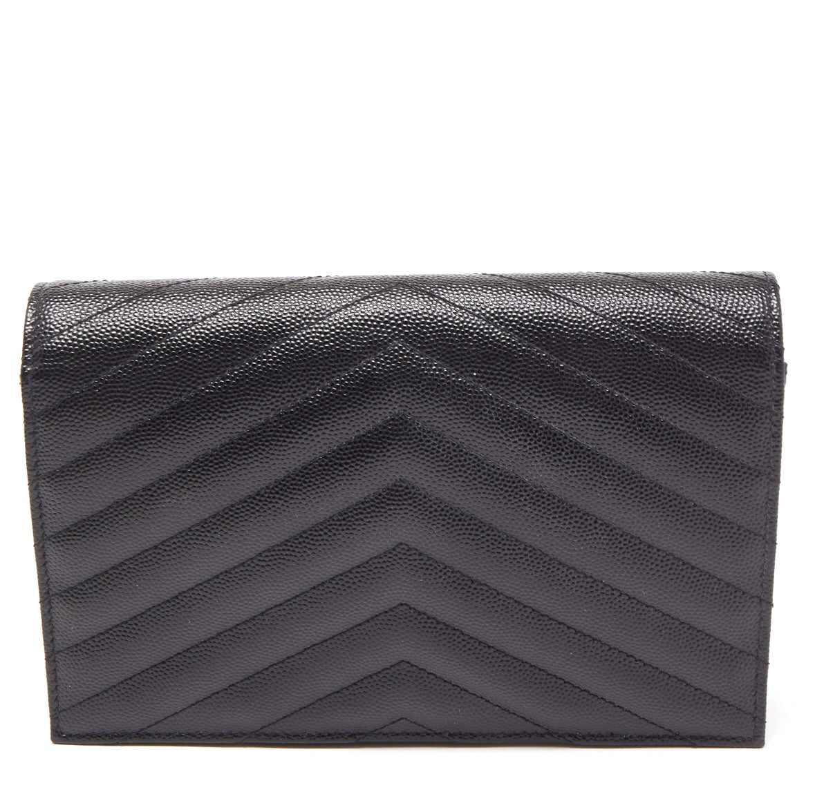 Saint Laurent Black Leather Cassandre Chain Clutch
