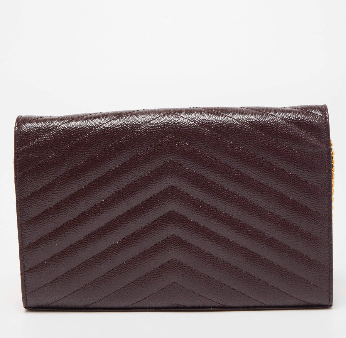 Saint Laurent Burgundy Matelasse Leather Cassandra Wallet on Chain