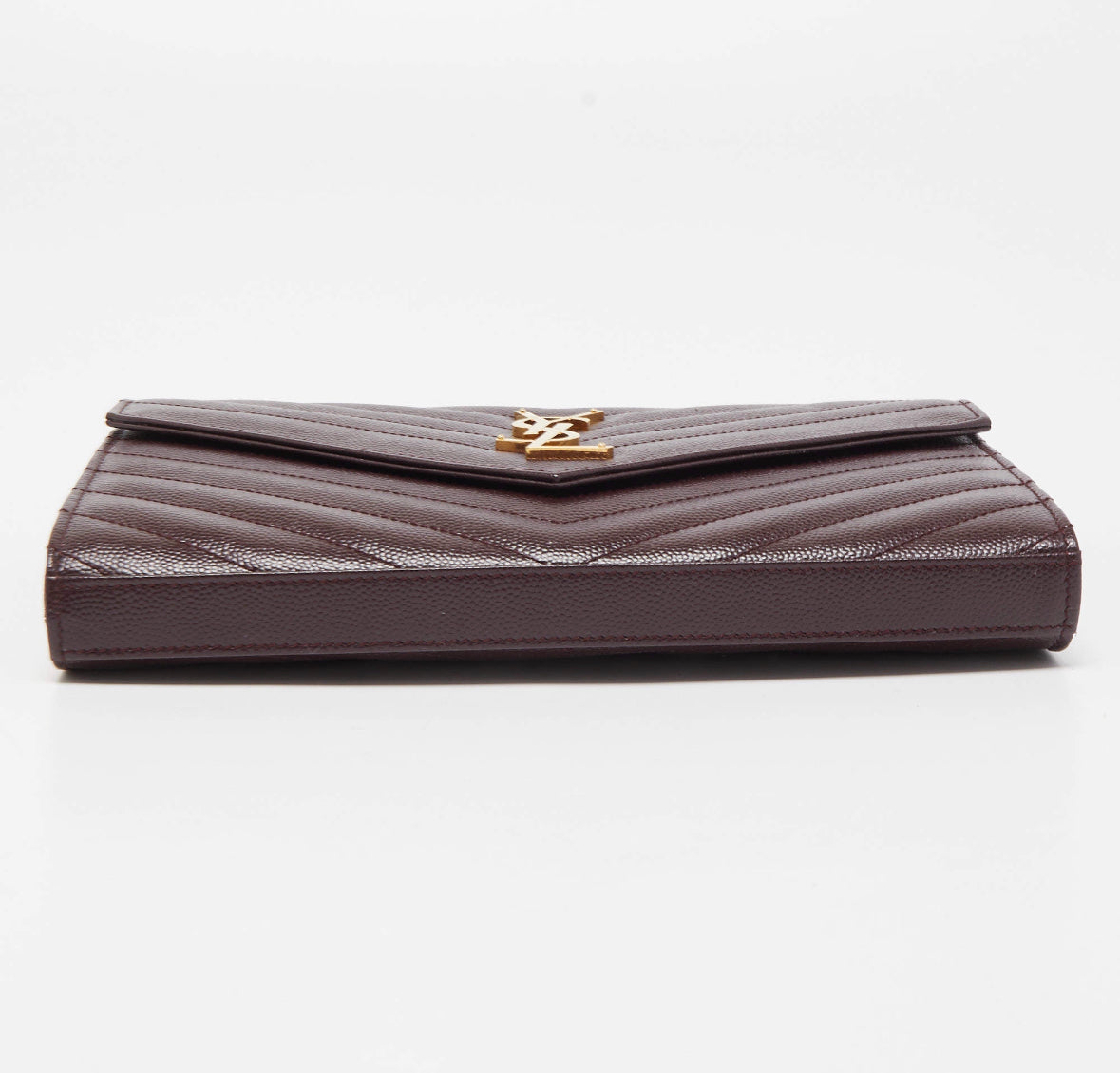Saint Laurent Burgundy Matelasse Leather Cassandra Wallet on Chain