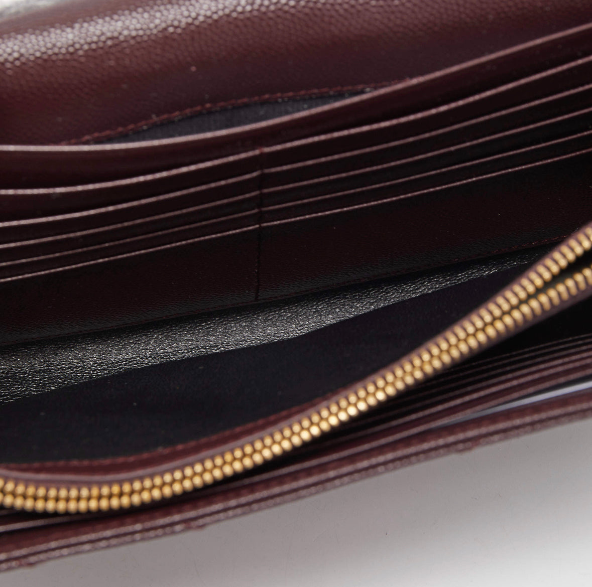 Saint Laurent Burgundy Matelasse Leather Cassandra Wallet on Chain
