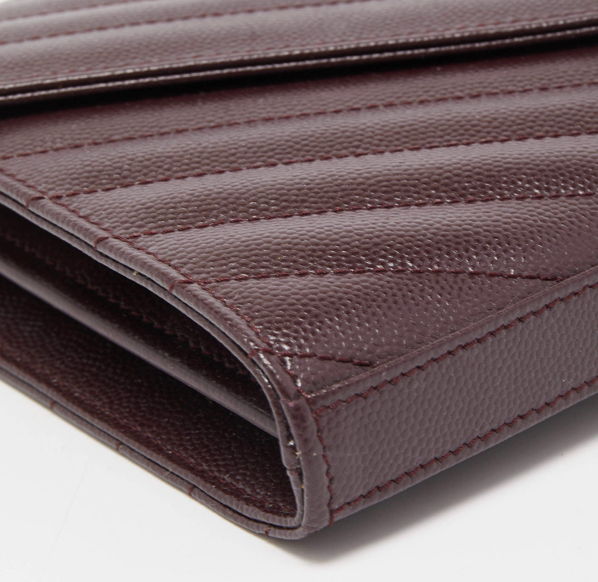 Saint Laurent Burgundy Matelasse Leather Cassandra Wallet on Chain