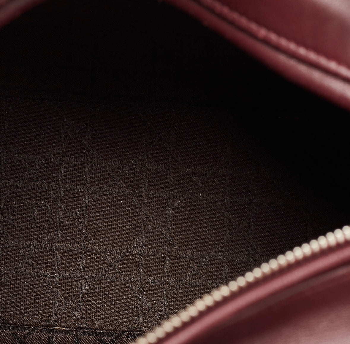 Christian Dior Cannage Leather Medium Lady Dior in Burgundy Lambskin