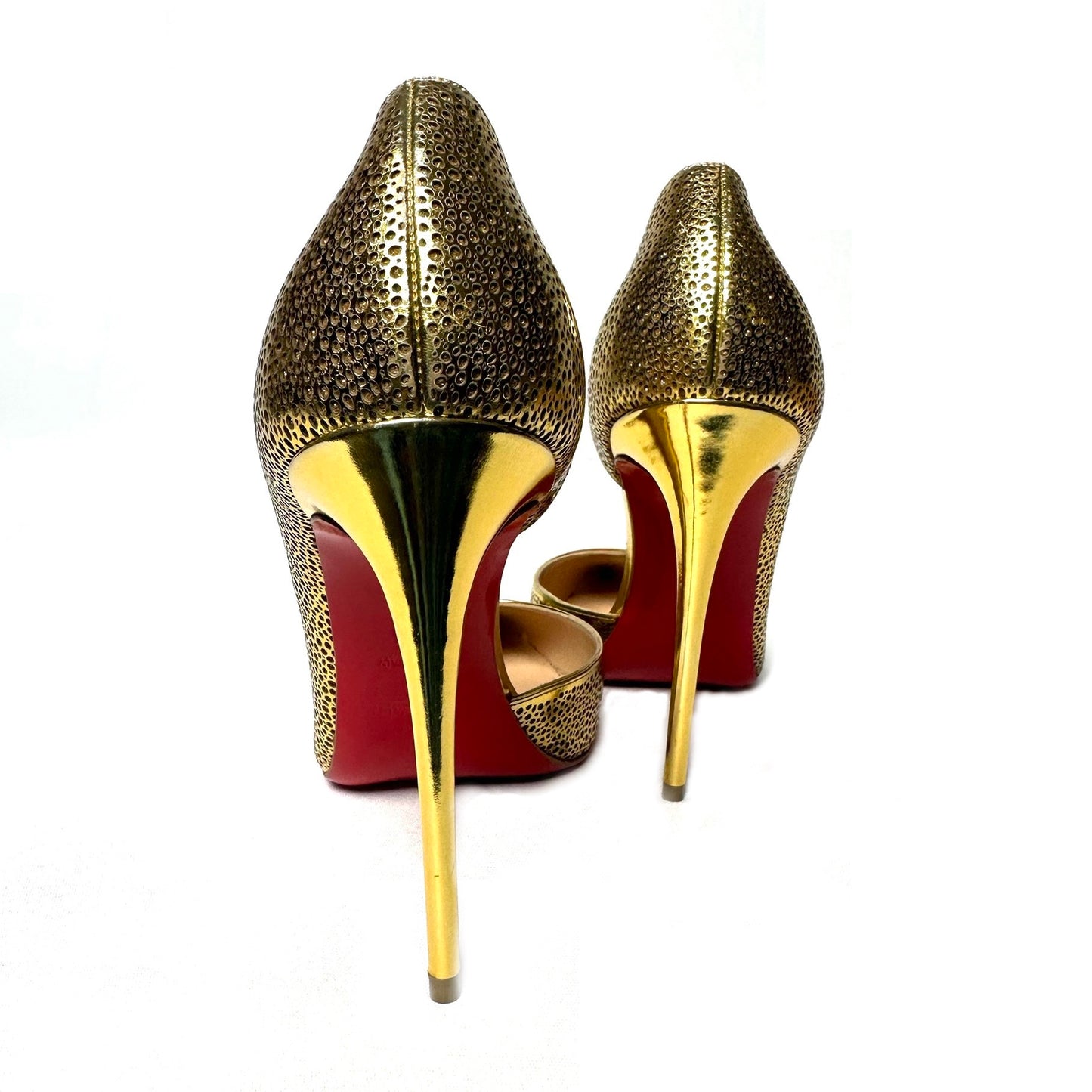 Christian Louboutin Golden Leather D'Orsay Pumps - Size 40.5