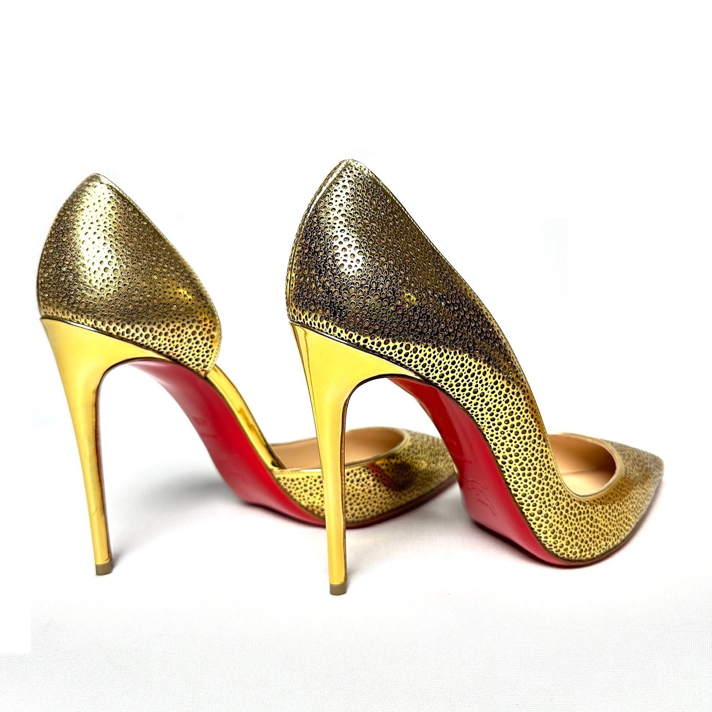 Christian Louboutin Golden Leather D'Orsay Pumps - Size 40.5
