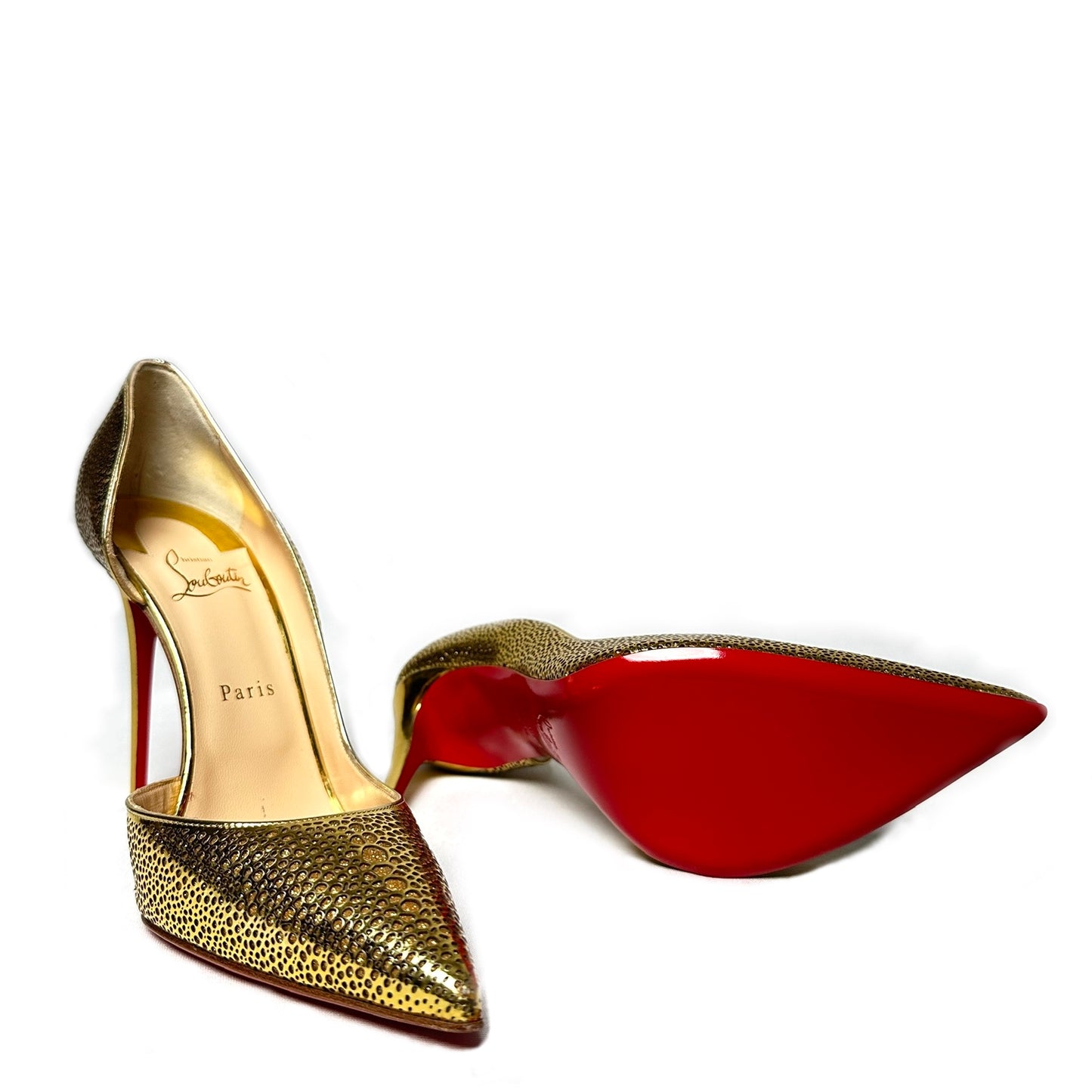 Christian Louboutin Golden Leather D'Orsay Pumps - Size 40.5