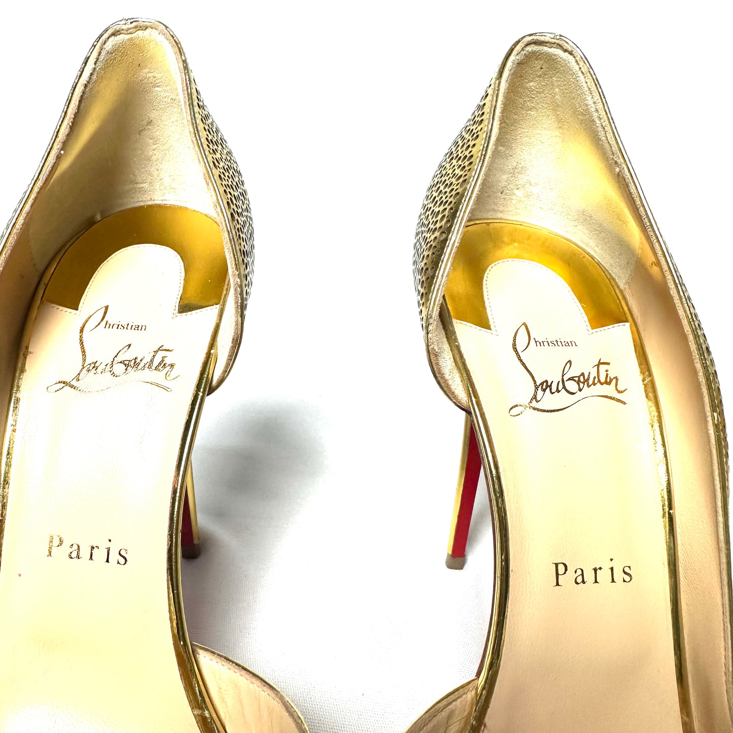 Christian Louboutin Golden Leather D'Orsay Pumps - Size 40.5