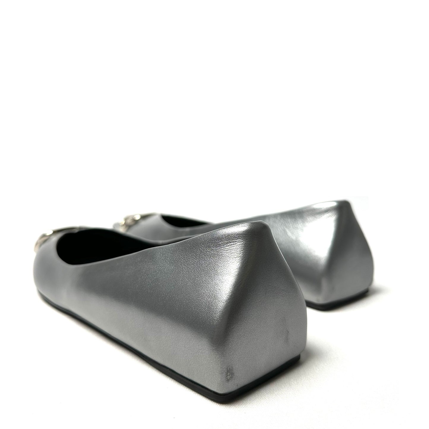 Balenciaga Silver Leather Ballet Flats - Size 40