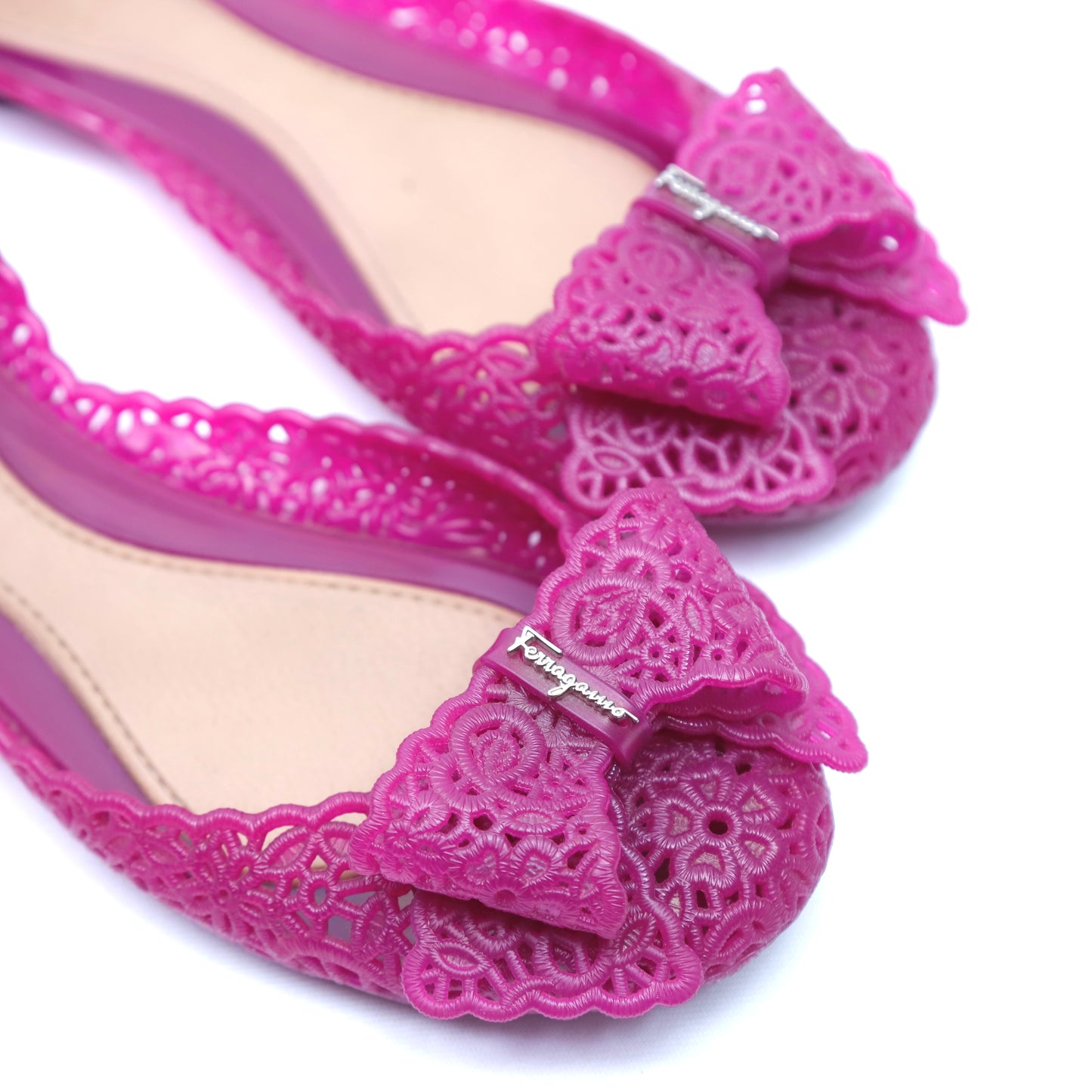 Salvatore Ferragamo Rubber D'Orsay Flats - Size 5