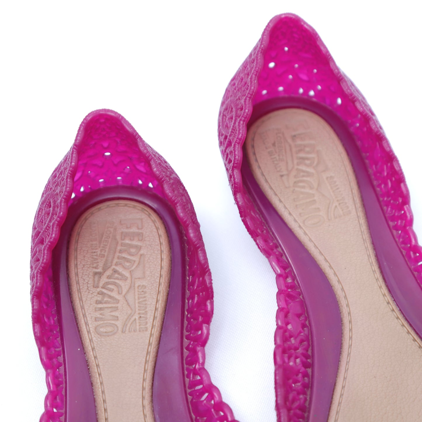 Salvatore Ferragamo Rubber D'Orsay Flats - Size 5