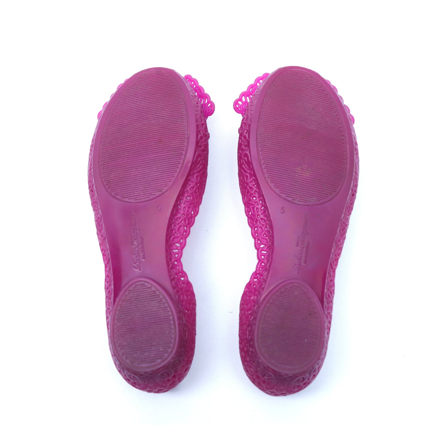 Salvatore Ferragamo Rubber D'Orsay Flats - Size 5