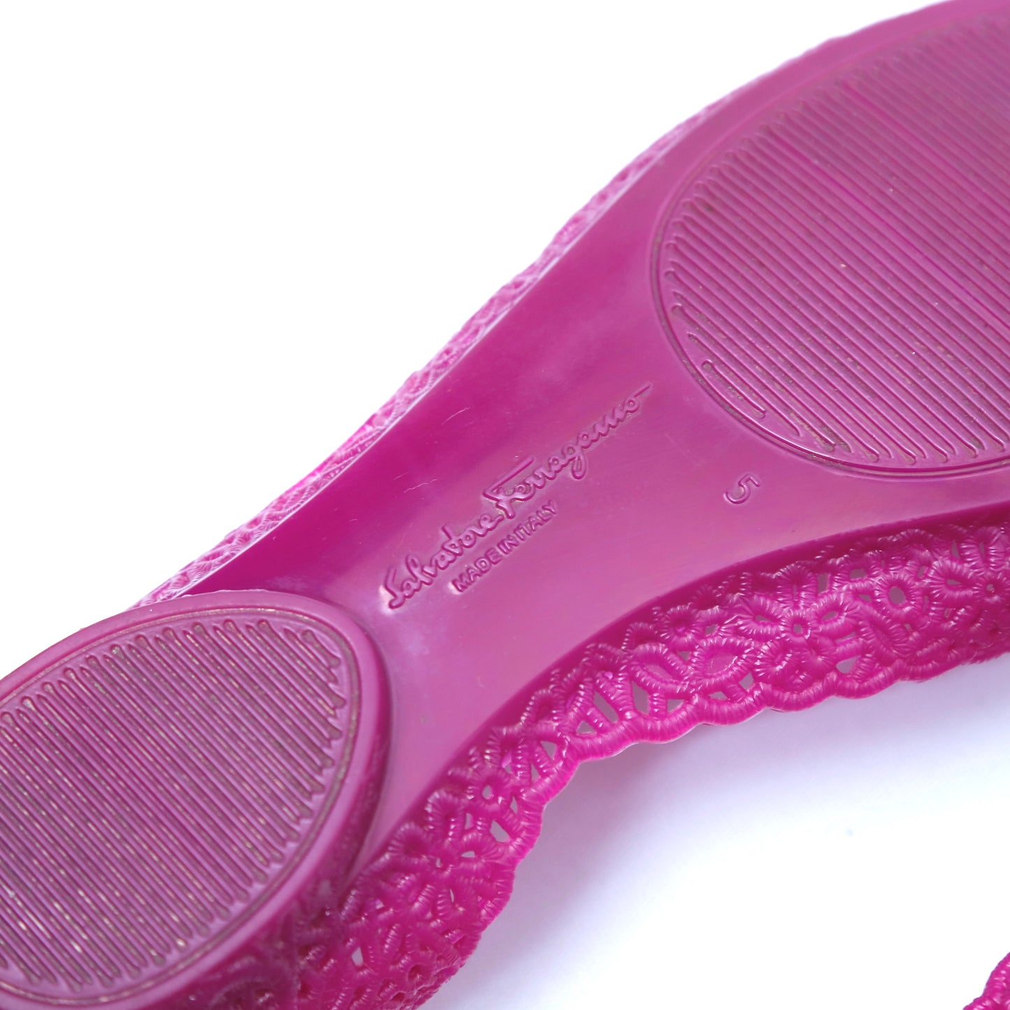 Salvatore Ferragamo Rubber D'Orsay Flats - Size 5