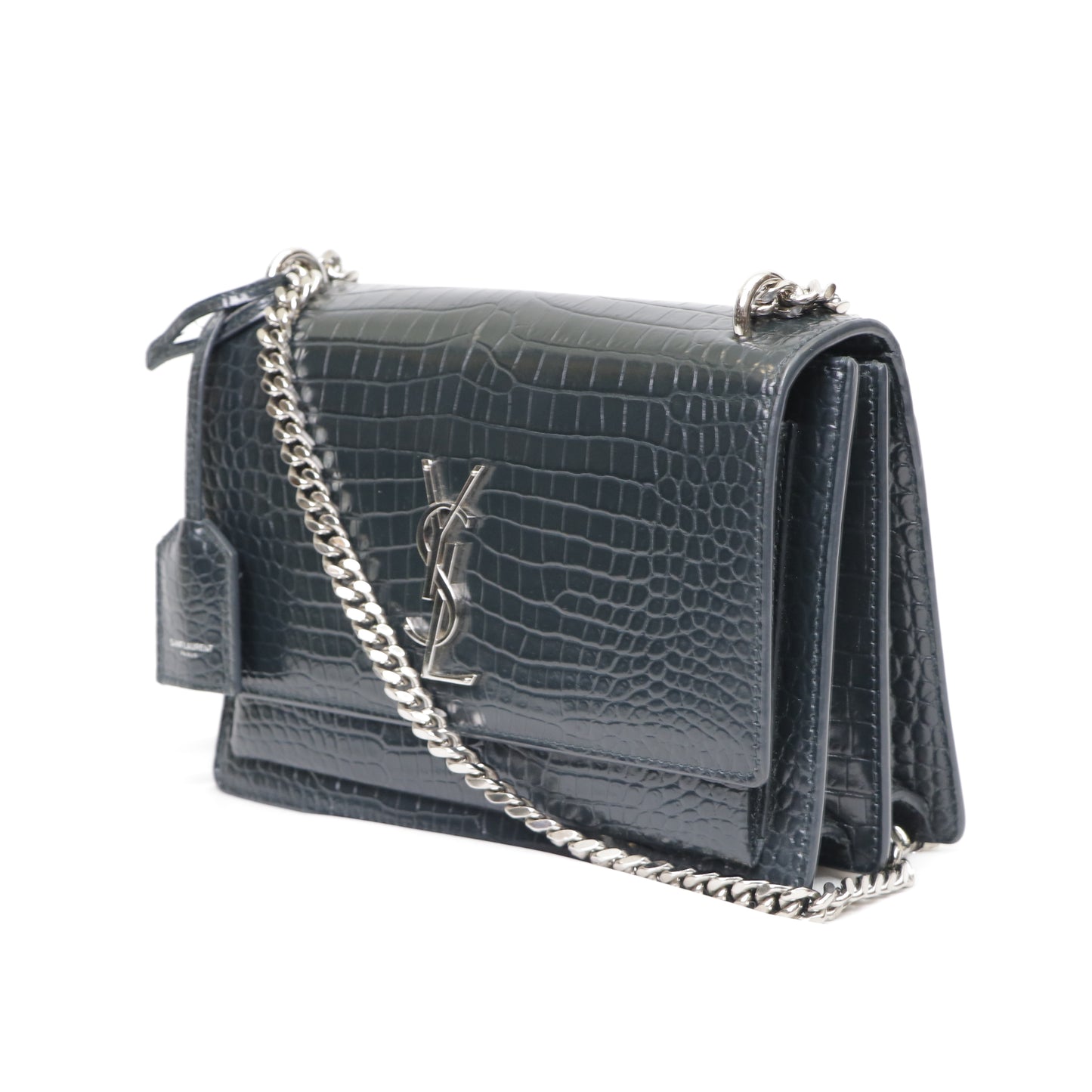 Saint Laurent Medium Croc Embossed Sunset Bag