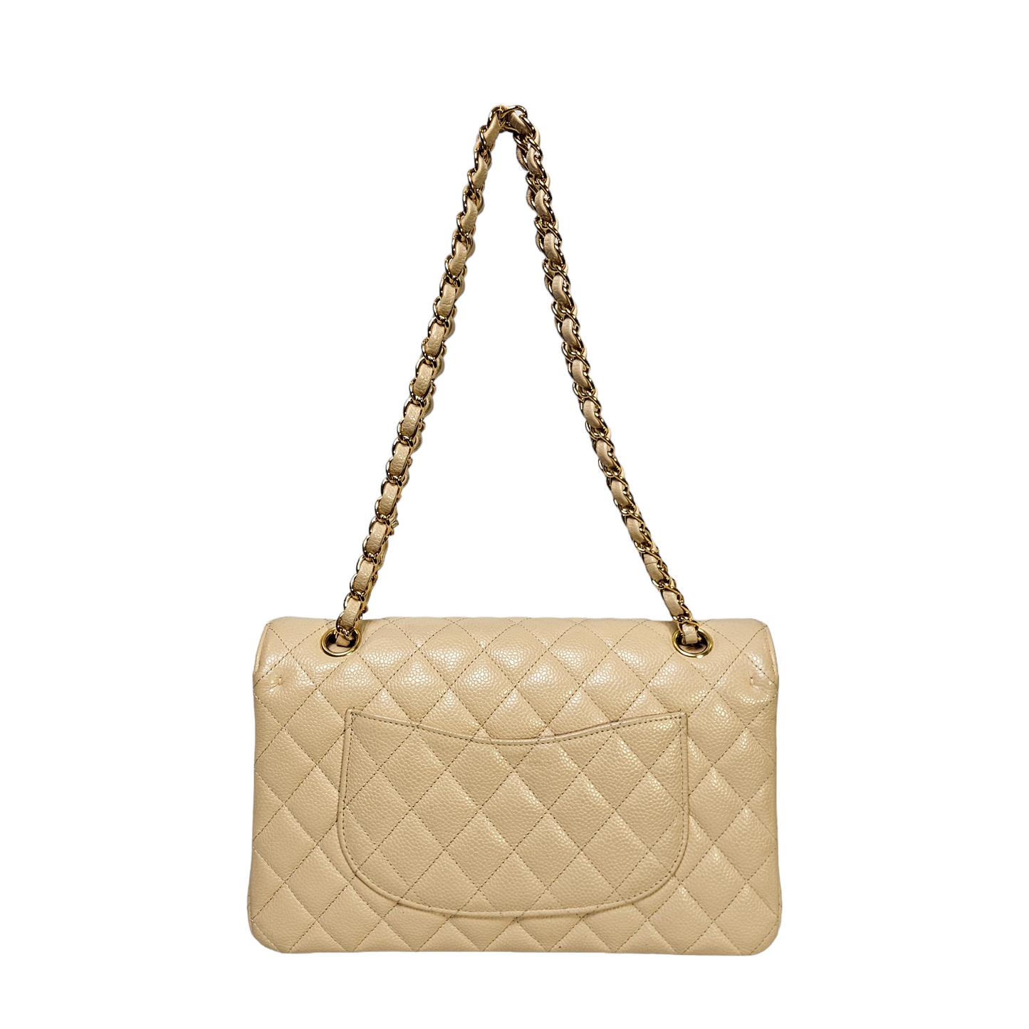 Chanel Classic Medium Double Flap Bag in Beige Caviar Leather