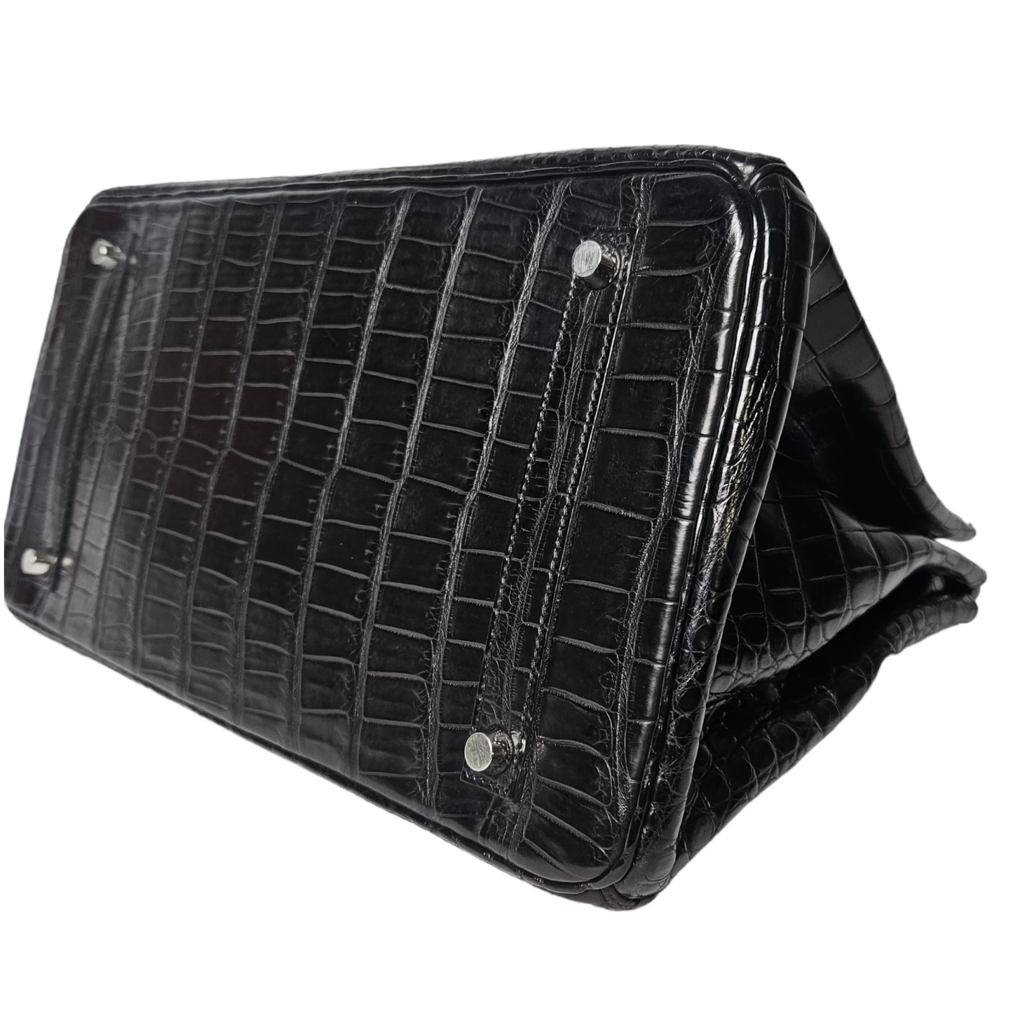 Hermès Birkin 35cm in Shiny Black Porosus Crocodile Leather with Palladium Hardware
