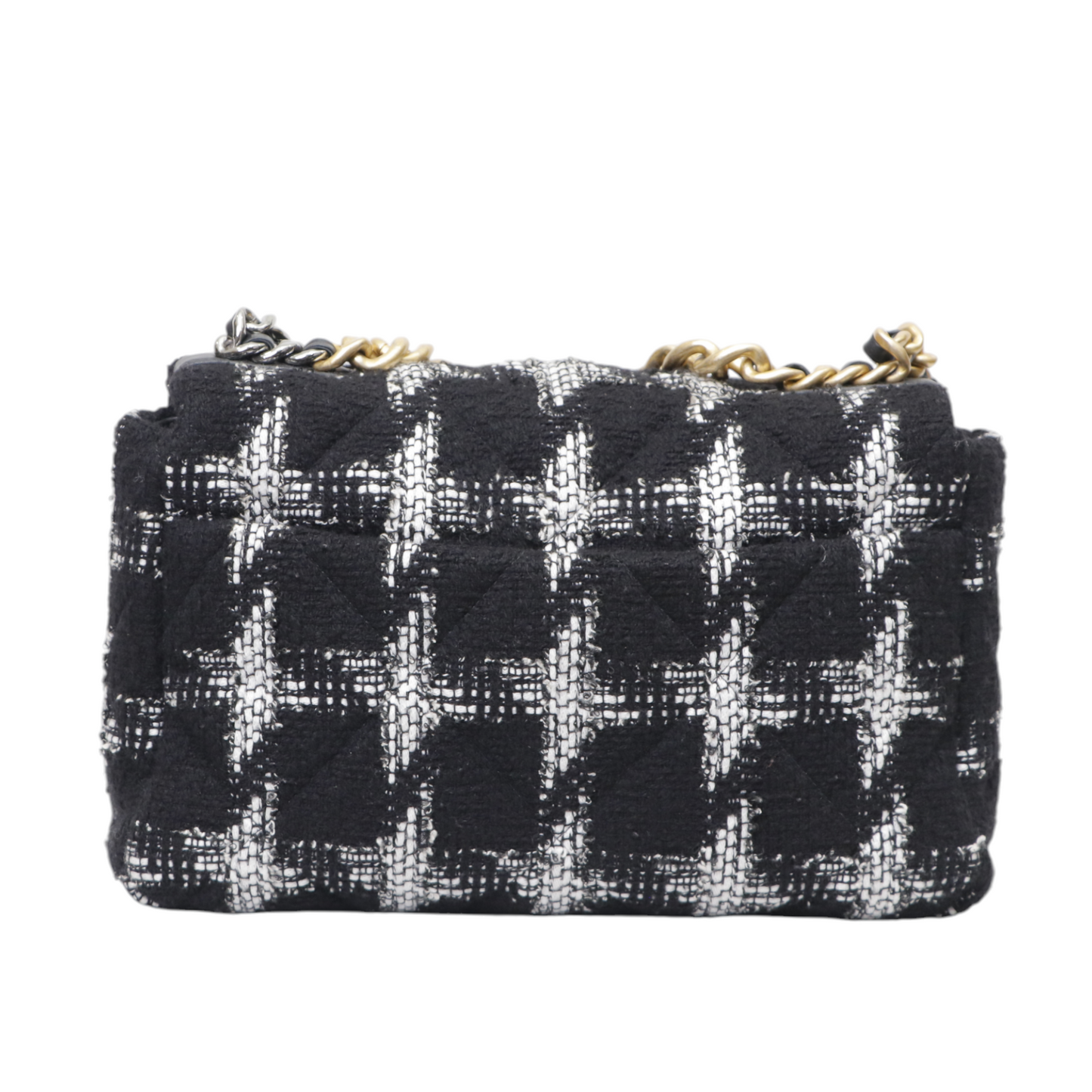 Chanel 19 Large Quilted Houndstooth Tweed and Leather Flap Bag