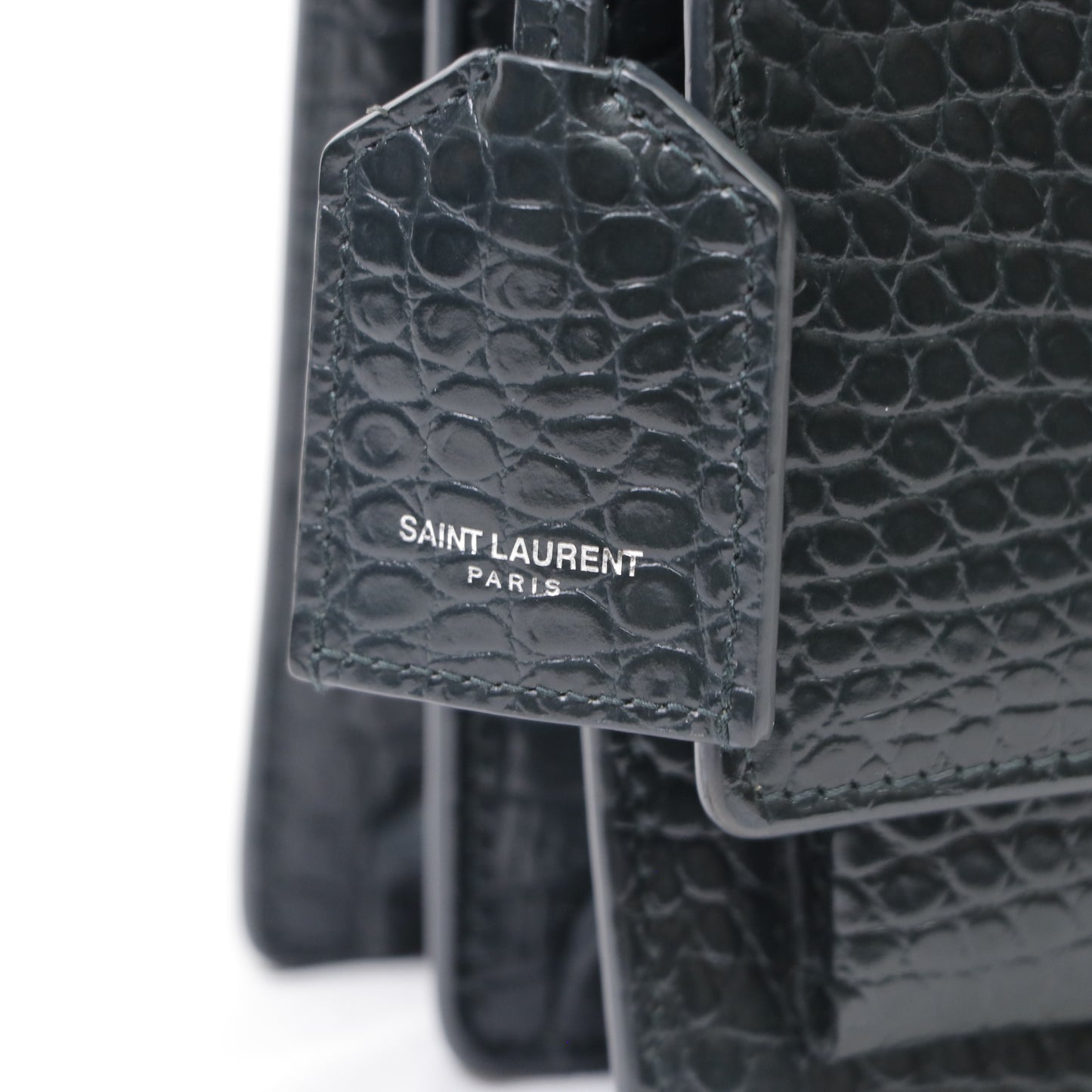 Saint Laurent Medium Croc Embossed Sunset Bag