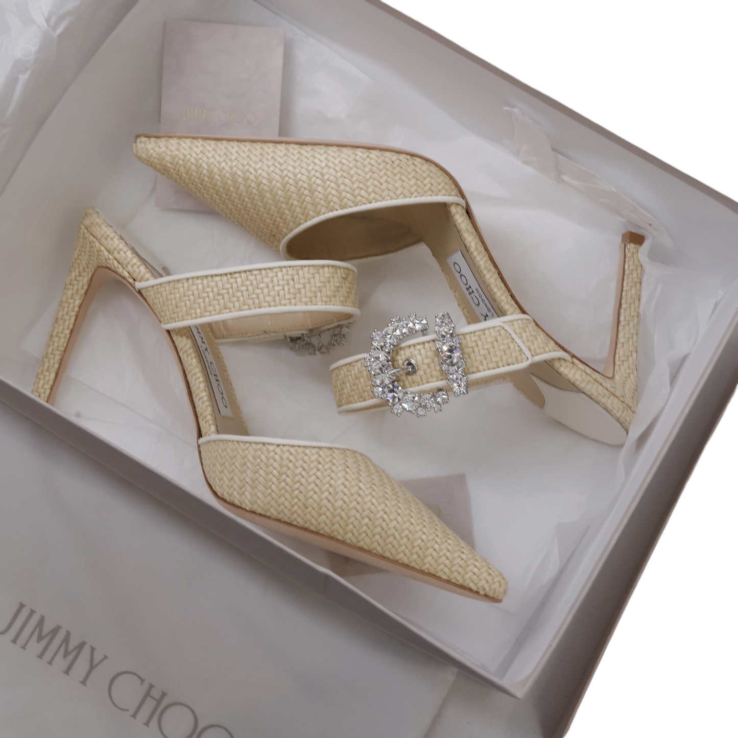 Jimmy Choo Crystal Embellishment Mules - Size 38