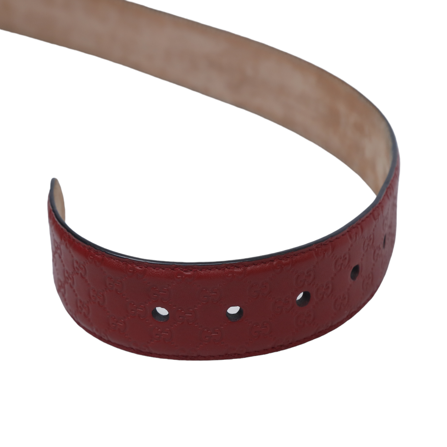 Gucci Red Leather Micro Guccissima Belt - Size 90cm