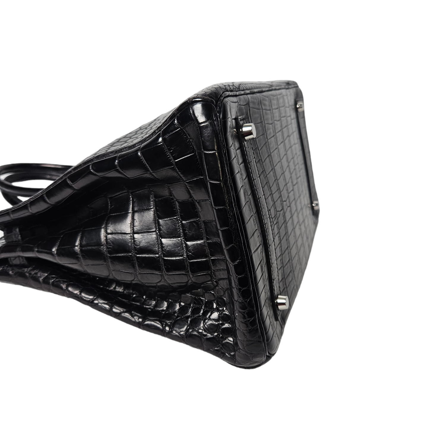 Hermès Birkin 35cm in Shiny Black Porosus Crocodile Leather with Palladium Hardware