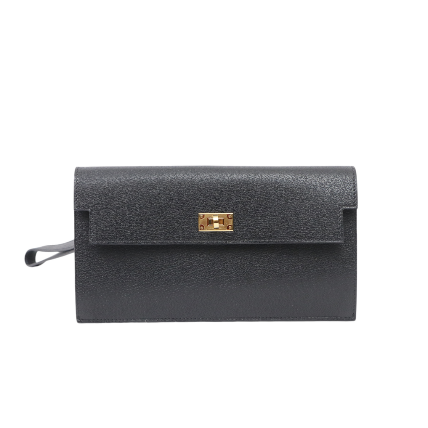 Hermes Kelly Pocket Longue Wallet in Black Chevre Chamkila Leather