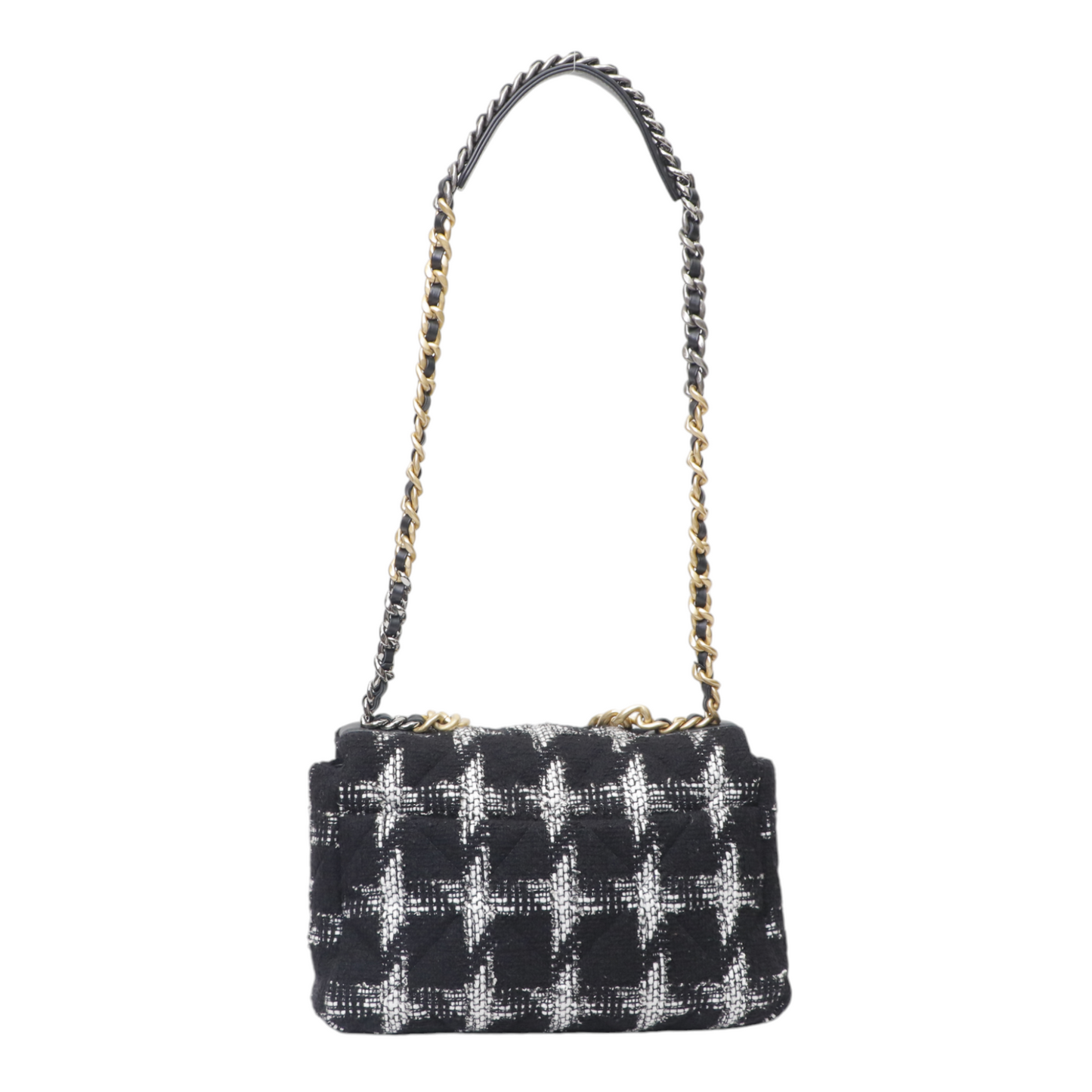 Chanel 19 Large Quilted Houndstooth Tweed and Leather Flap Bag