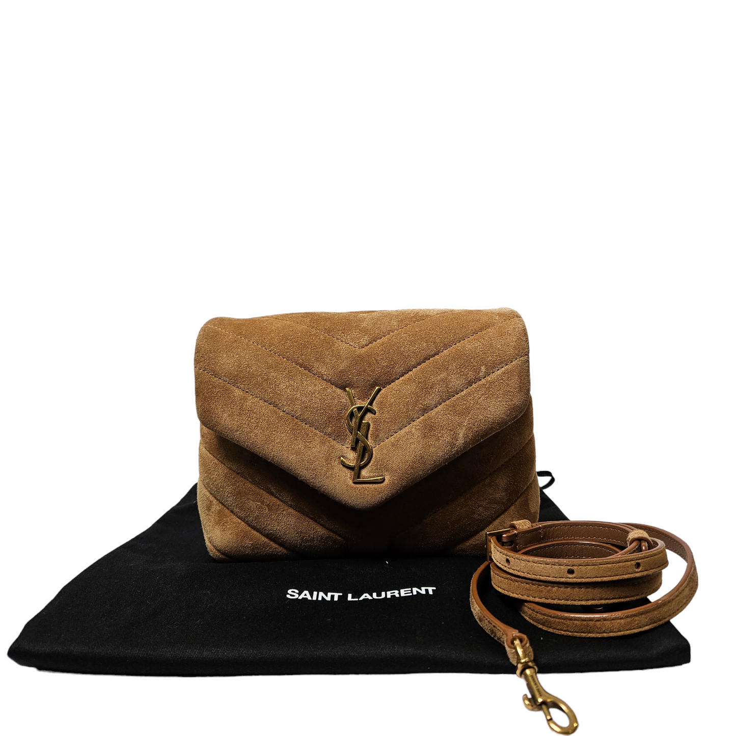 Saint Laurent Toy LouLou Bag in Neutral Suede Leather
