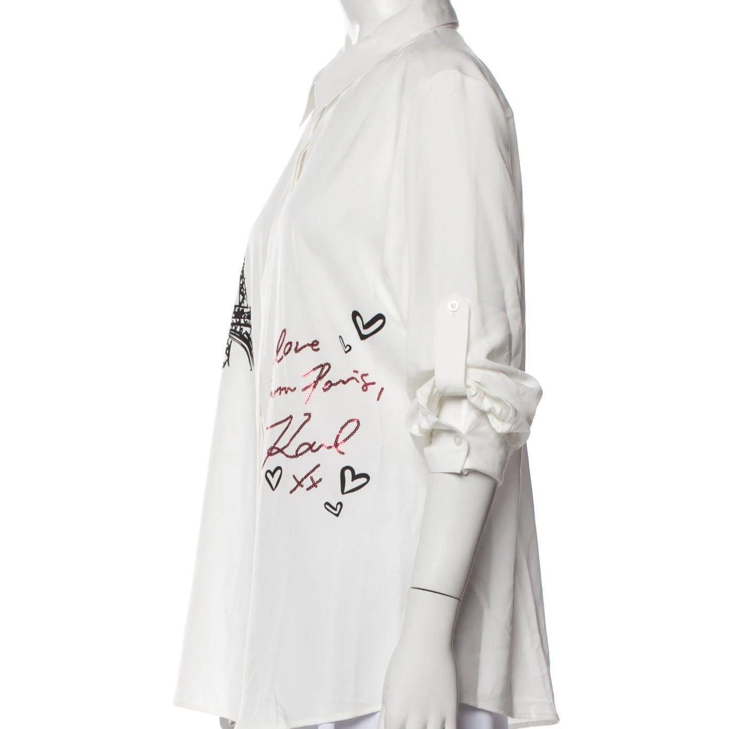 Karl Lagerfeld Embellished Button-Up Shirt- Size M