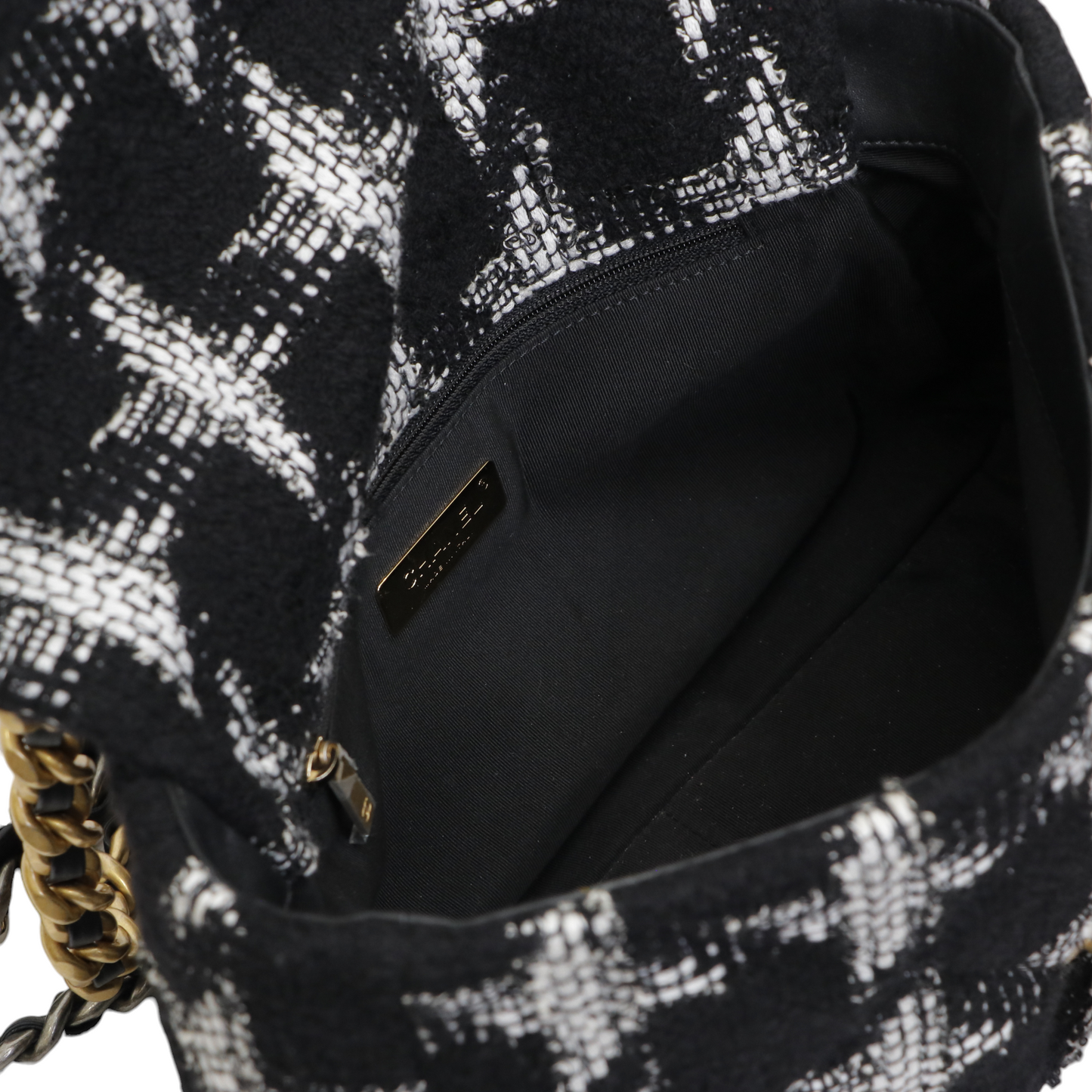 Chanel 19 Large Quilted Houndstooth Tweed and Leather Flap Bag