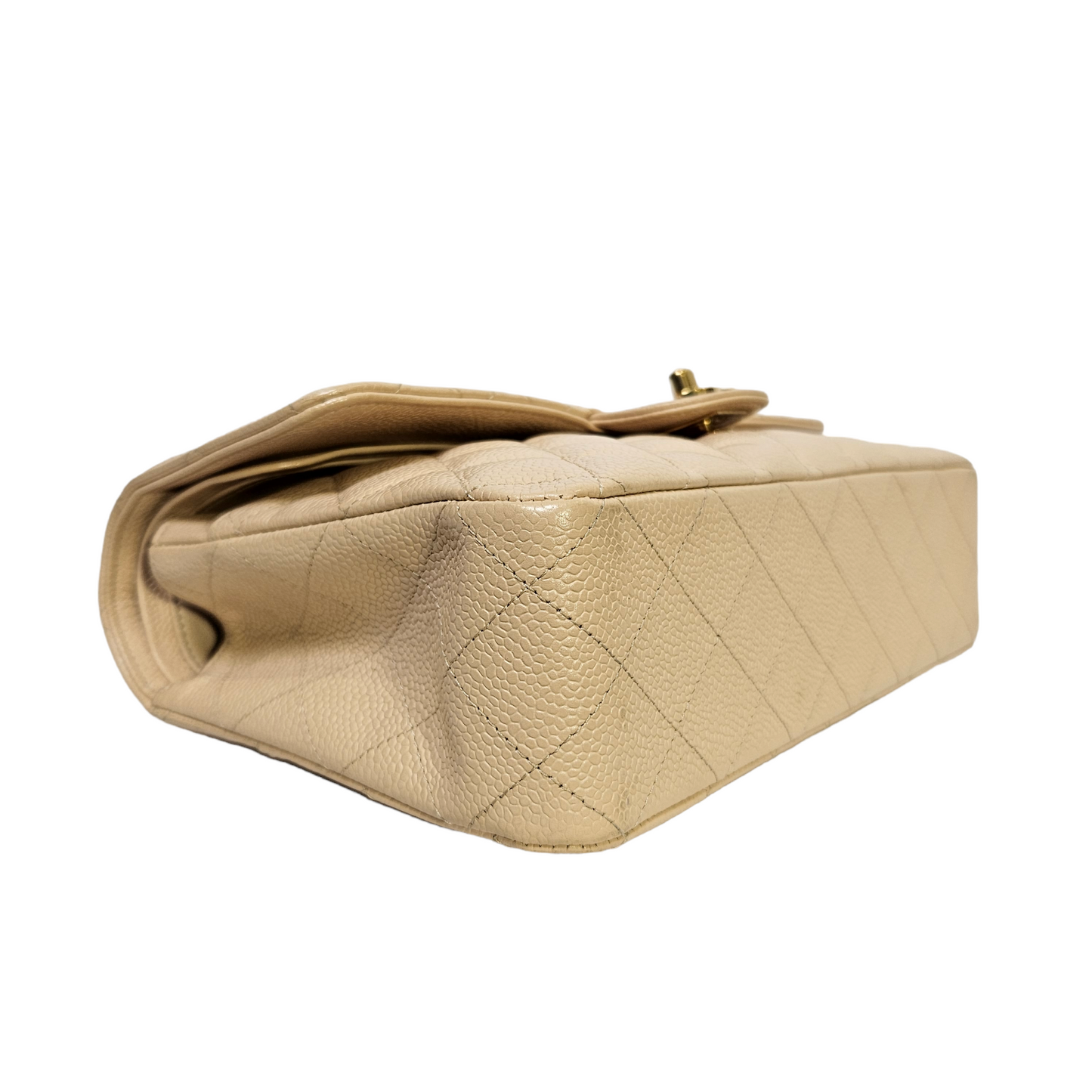 Chanel Classic Medium Double Flap Bag in Beige Caviar Leather