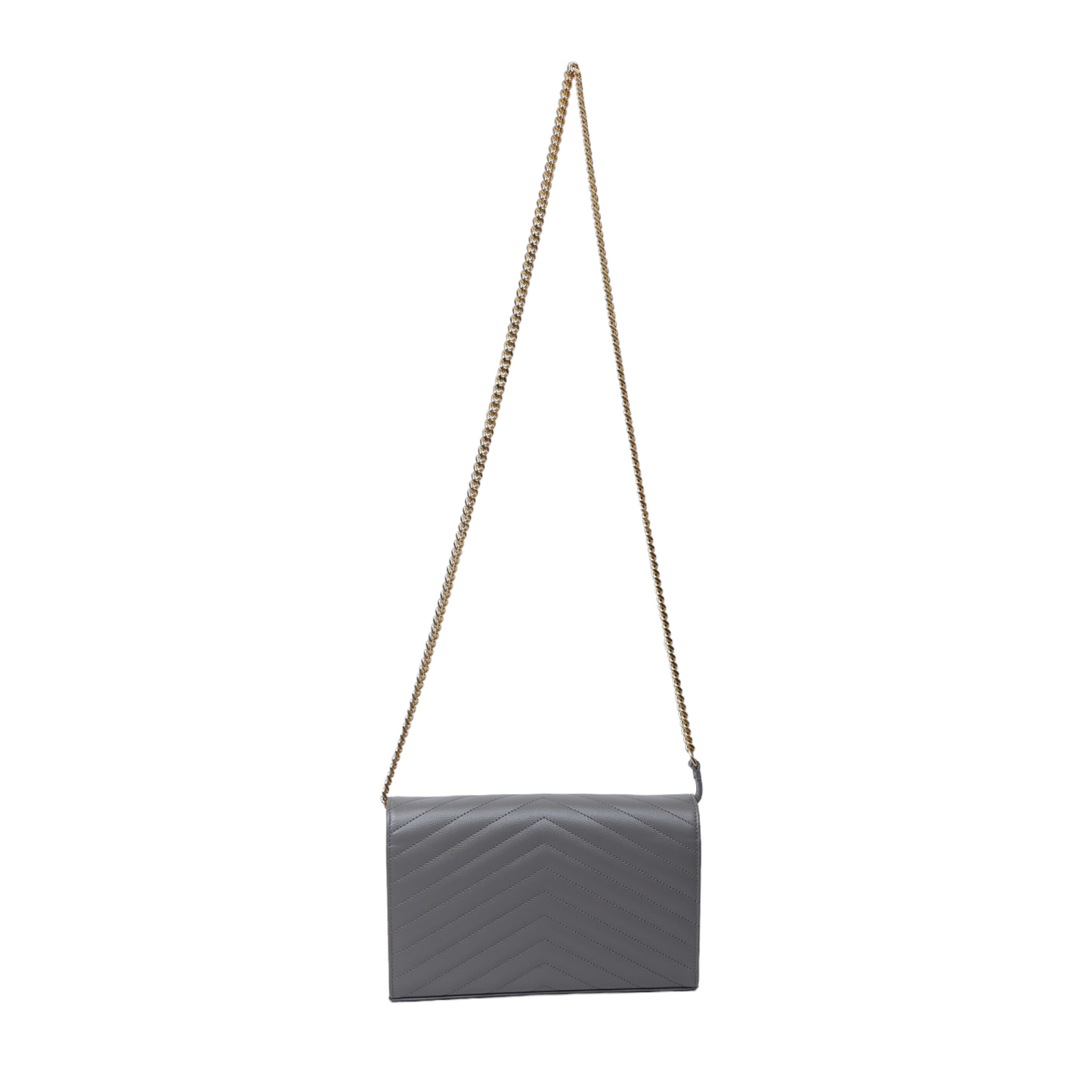 Saint Laurent Grey Cassandre Wallet on Chain