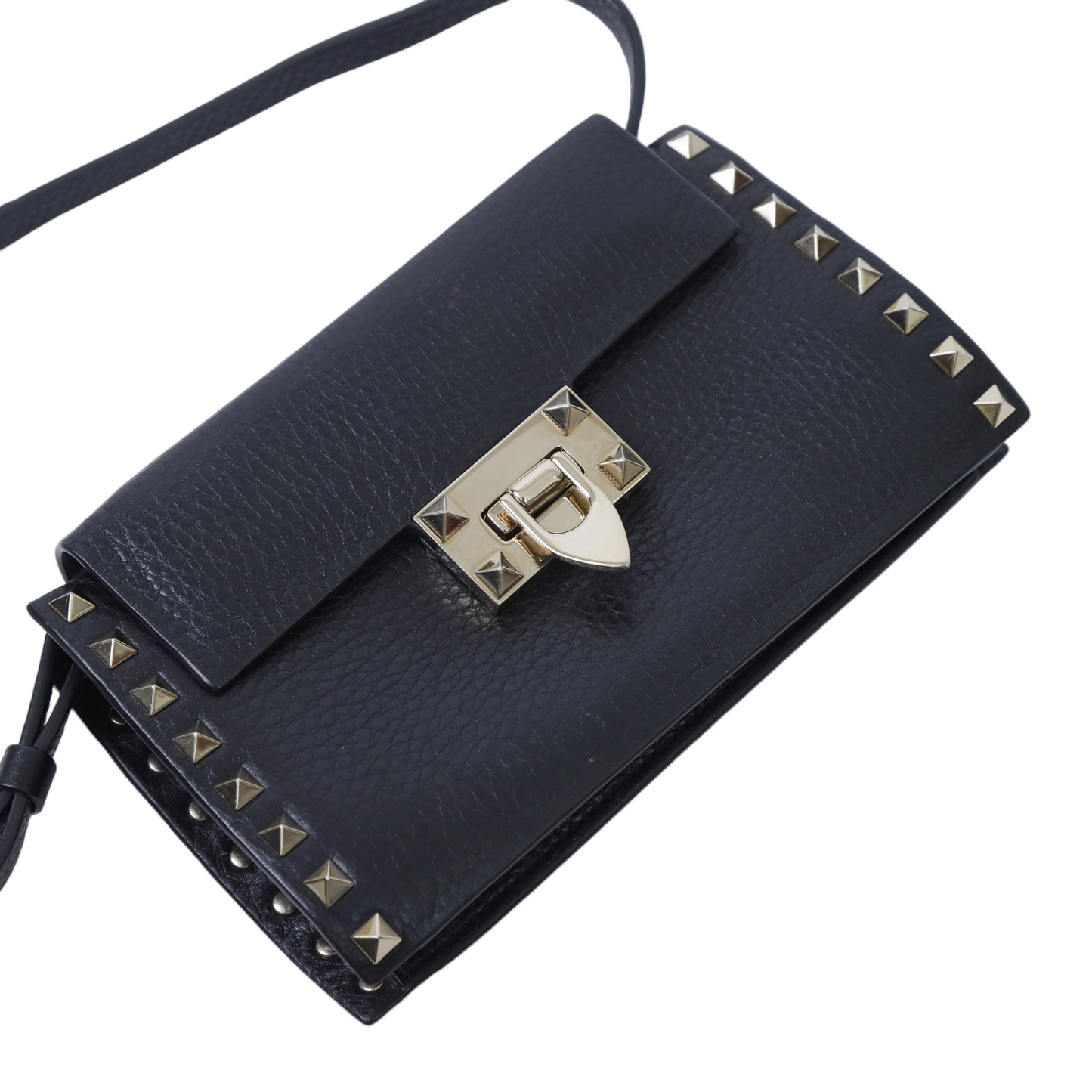 Valentino Rockstud Crossbody Bag in Black Leather