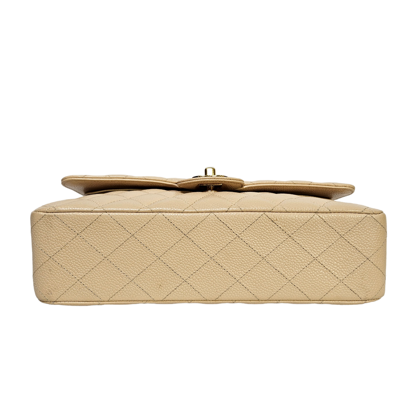 Chanel Classic Medium Double Flap Bag in Beige Caviar Leather