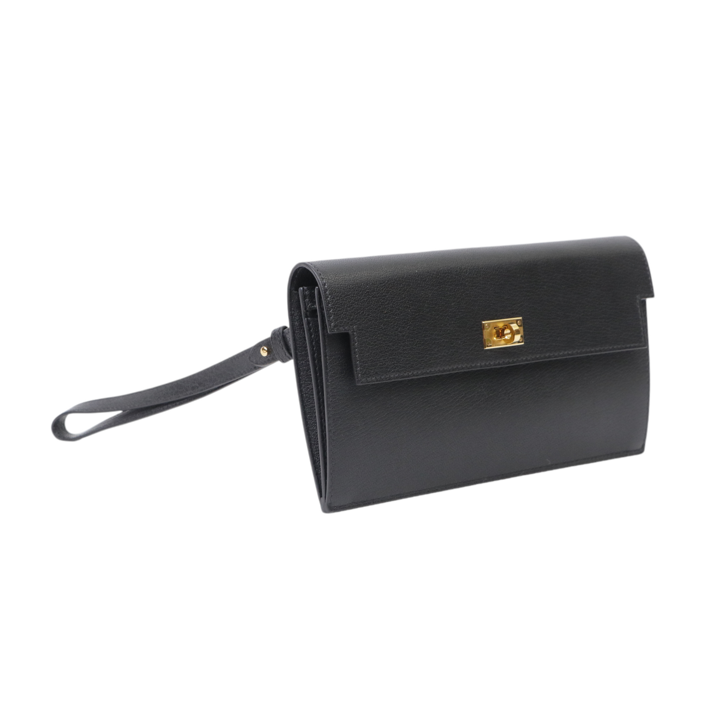 Hermes Kelly Pocket Longue Wallet in Black Chevre Chamkila Leather