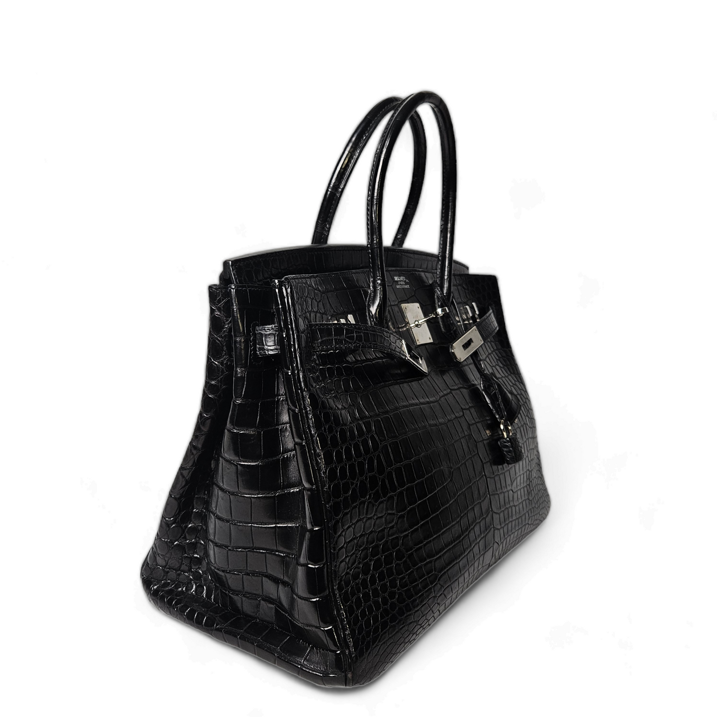 Hermès Birkin 35cm in Shiny Black Porosus Crocodile Leather with Palladium Hardware
