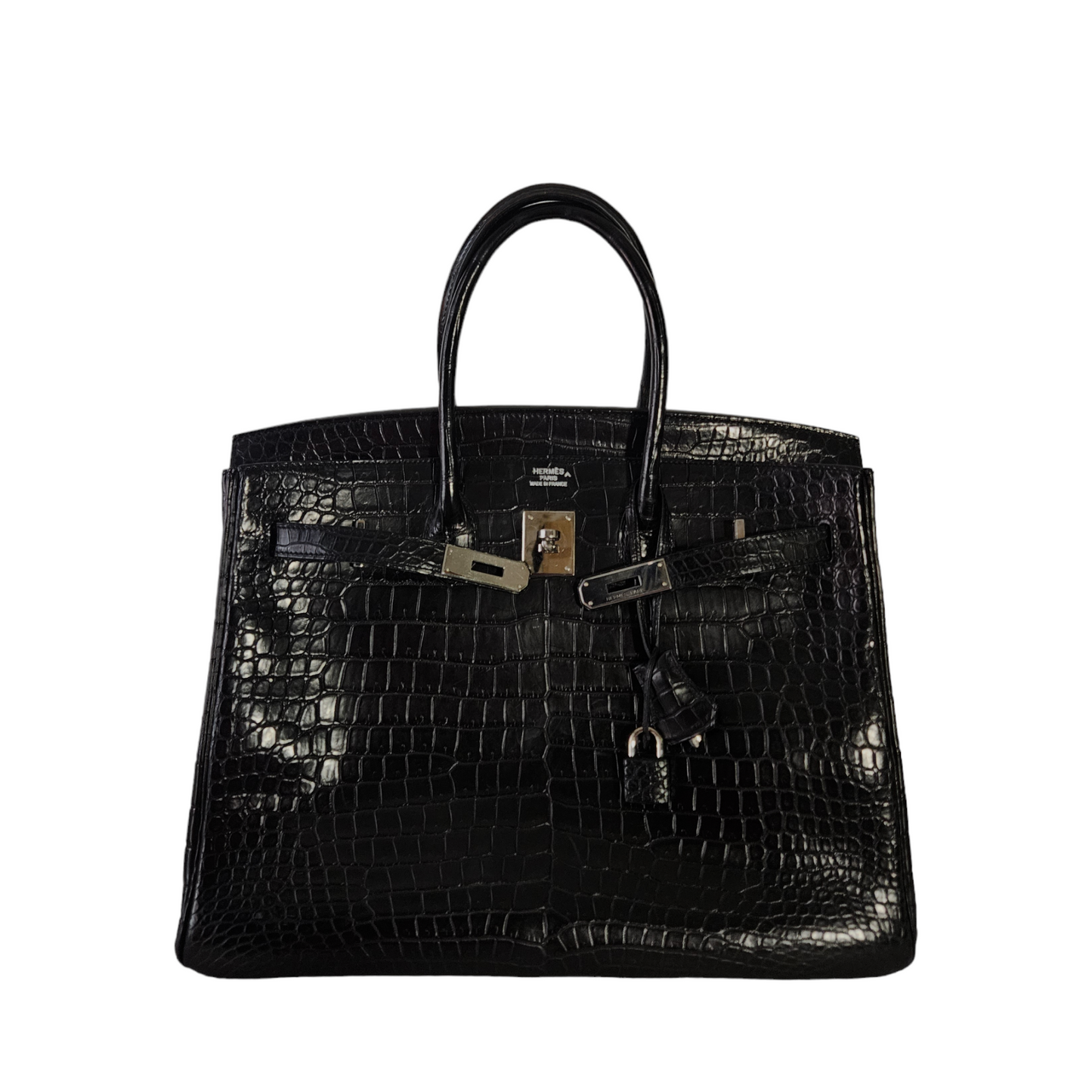 Hermès Birkin 35cm in Shiny Black Porosus Crocodile Leather with Palladium Hardware
