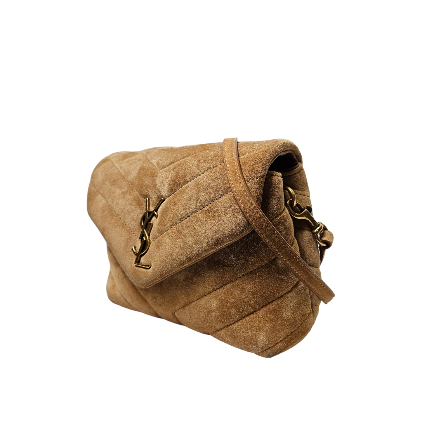 Saint Laurent Toy LouLou Bag in Neutral Suede Leather