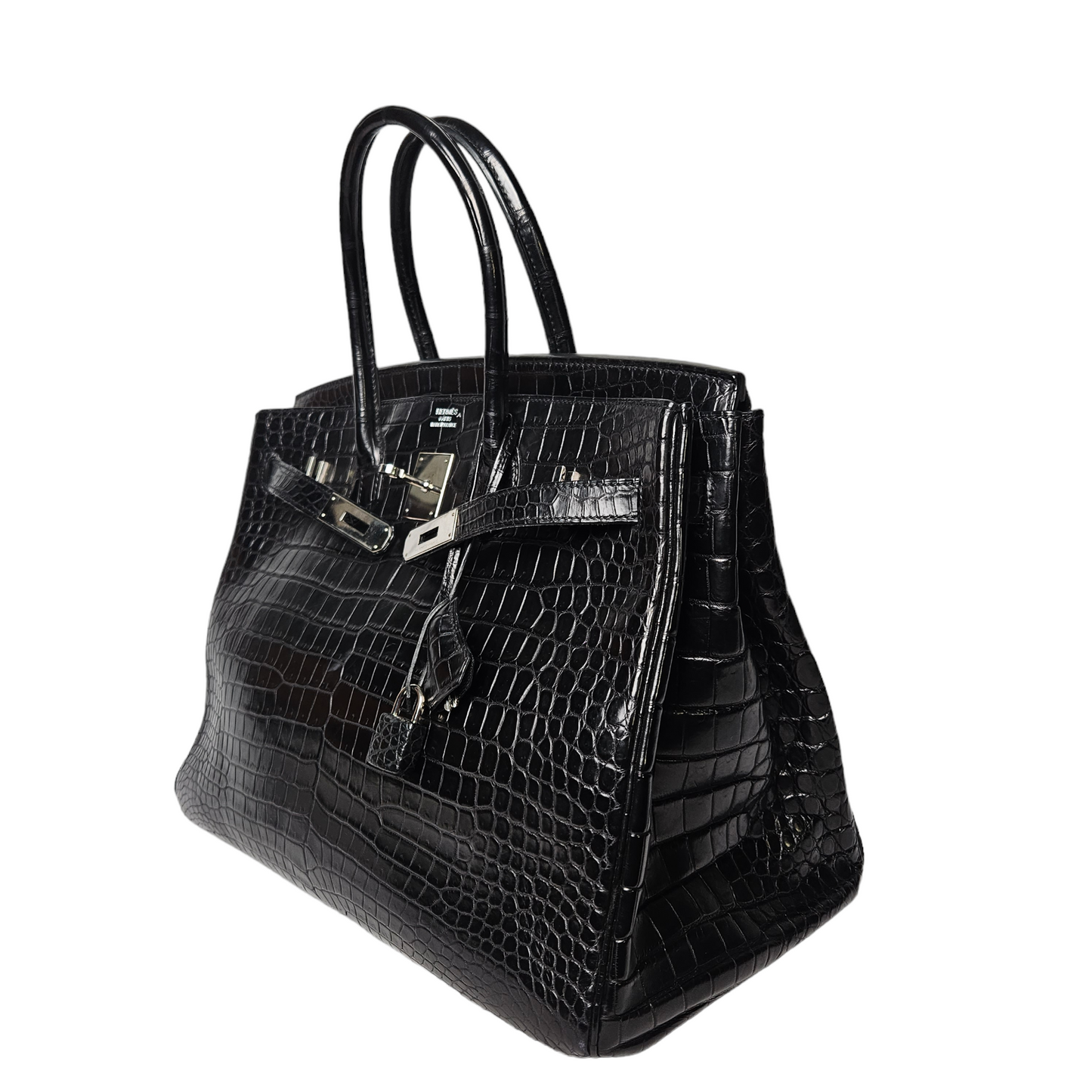 Hermès Birkin 35cm in Shiny Black Porosus Crocodile Leather with Palladium Hardware