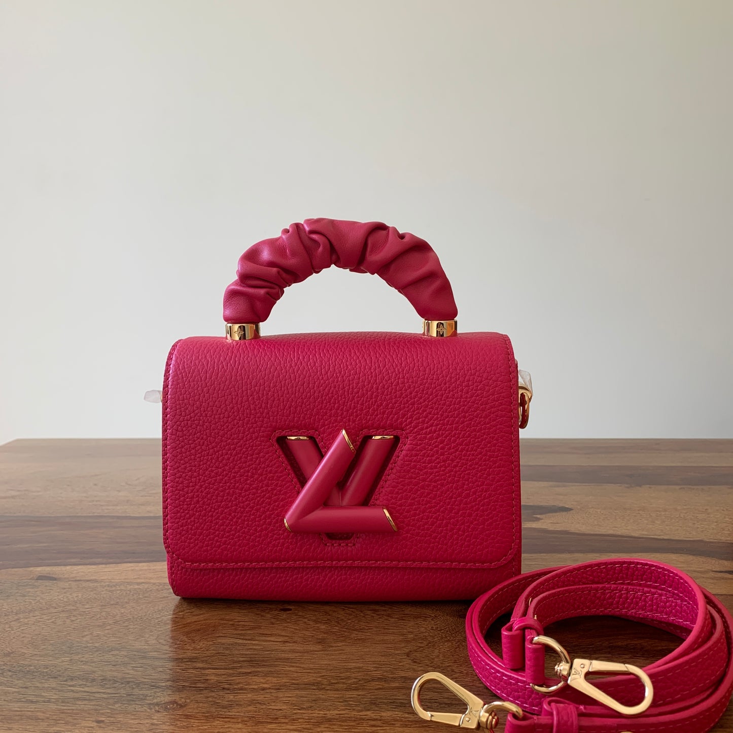 Louis Vuitton Twist PM in Taurillon Leather with Scrunchie Handle in Rose Pondichéry